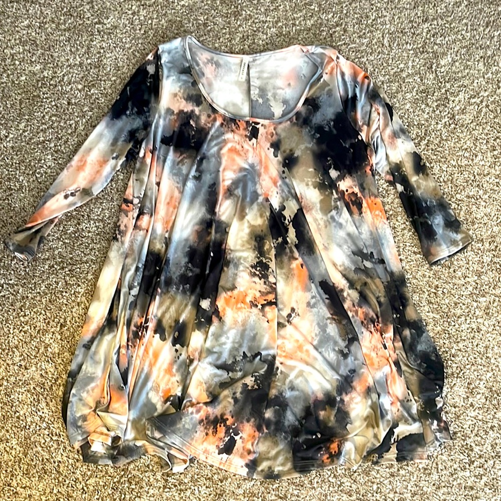 3/4 sleeve 1X short dress